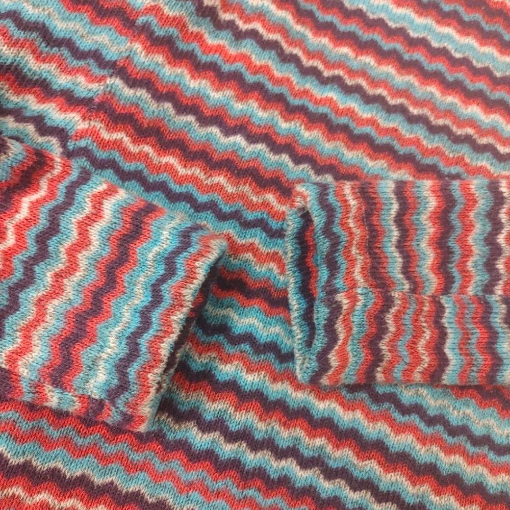 Spyder Pullover DH Sweater Womens 8 Blue Multi Zig Zag Stripe Quarter Zip Fleece - Picture 7 of 10